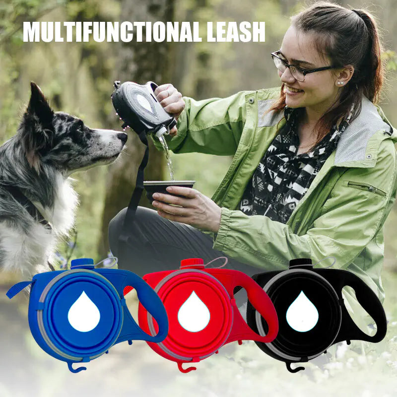 Portable Dog Leash with Water Bottle for Outdoors