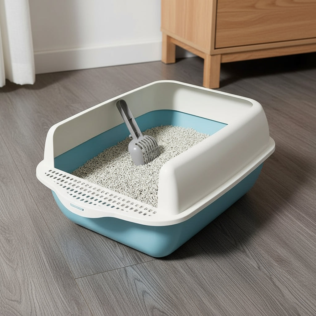 Large Semi-Enclosed Cat Litter Box with Removable Parts